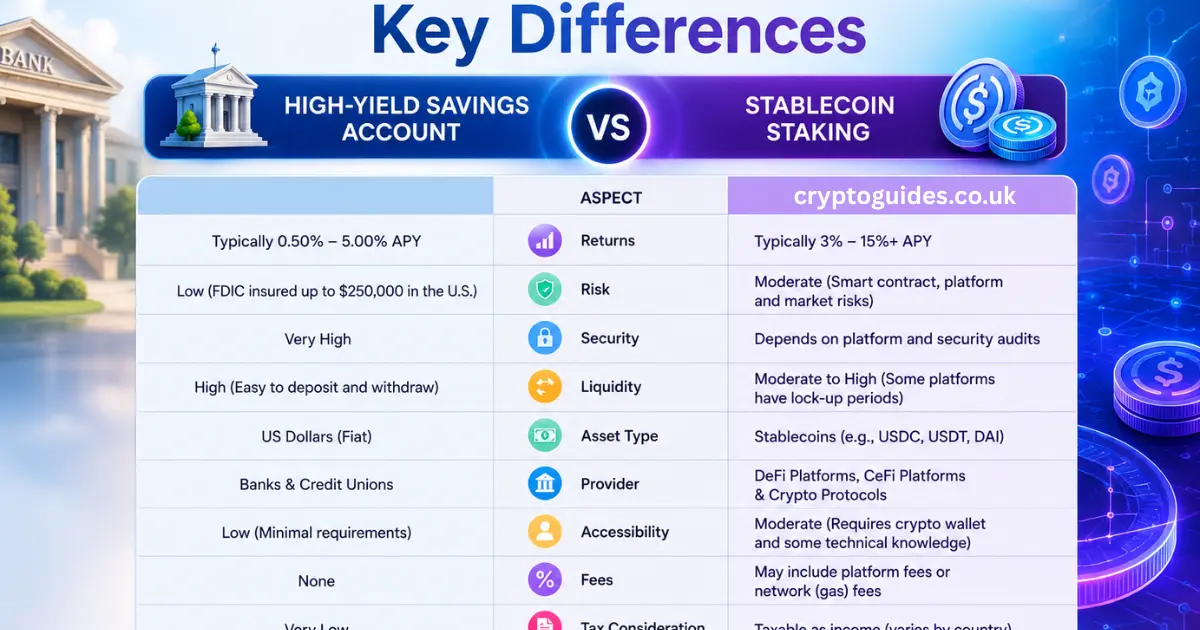 High-Yield Savings Account vs Stablecoin Staking: Key Differences